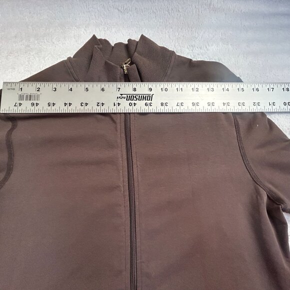 Lucy Womens Ideal Jacket Large Brown Cotton Blend Stretch Zip Front New - Picture 6 of 8